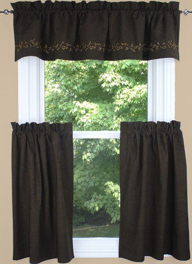 Primitive Ticking Black Valance VL236211E - The Fox Decor